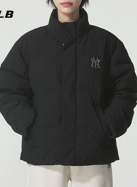MLB官方NY黑色保暖羽绒服2025冬季新款立领运动服男女装3ADJM1256
