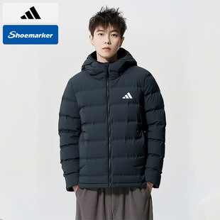 Adidas阿迪达斯高充绒量排骨羽绒服男款2025冬季新款保暖羽绒外套