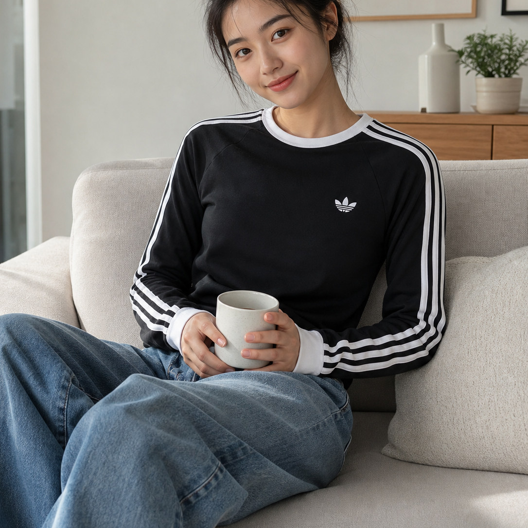 阿迪达斯女装长袖2026新款春秋情侣款T恤官方正品圆领休闲运动服