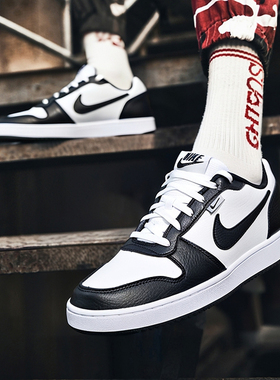 NIKE耐克板鞋男鞋冬季运动鞋EBERNON LOW经典熊猫休闲鞋潮AQ1774