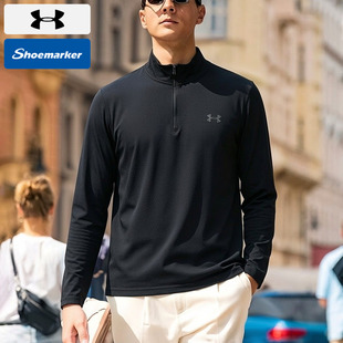 运动服跑步训练健身打底衫 新款 T恤男官方春季 UA安德玛半拉链长袖
