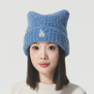 MLB官方LA毛线帽女帽2025秋冬新款 保暖运动帽保暖针织帽3ABNB1156