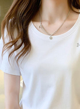 安德玛官方UA Tech圆领T恤女秋季跑步健身运动服白色休闲瑜伽短袖