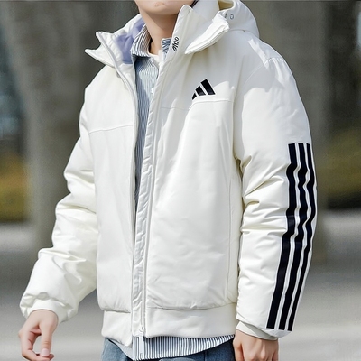 阿迪达斯羽绒服女冬季新款保暖运动棉衣宽松休闲棉服白色鸭绒外套