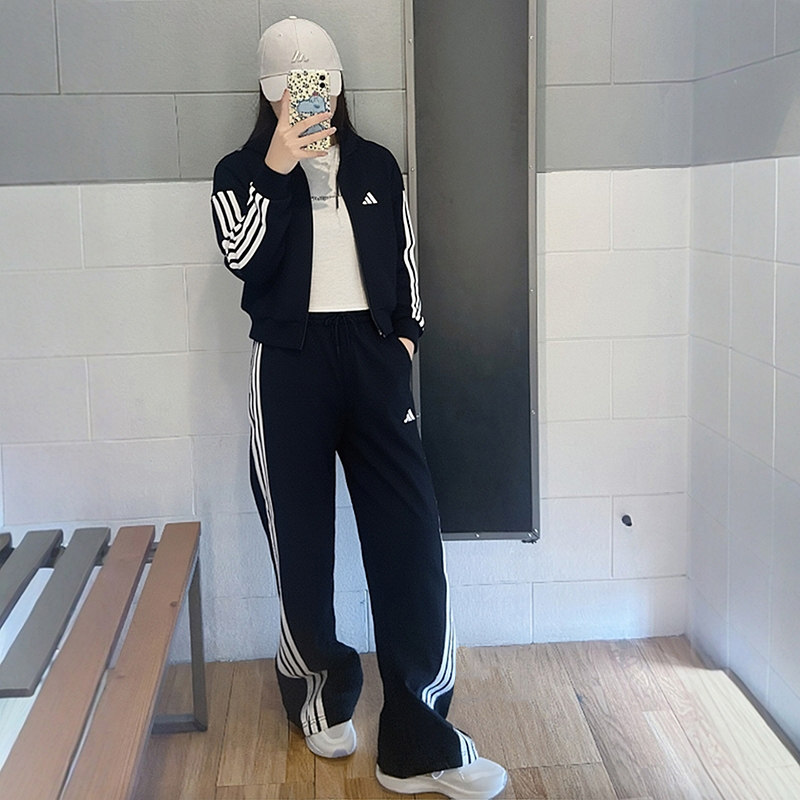 阿迪达斯运动套装女秋季休闲连帽外套夹克宽松直筒长裤针织两件套,运动服/休闲服装,运动套装,淘宝优惠券,粉丝福利购,淘宝优惠卷