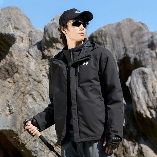 UA安德玛三合一户外冲锋外套男款2025年冬季防风保暖加厚运动外套