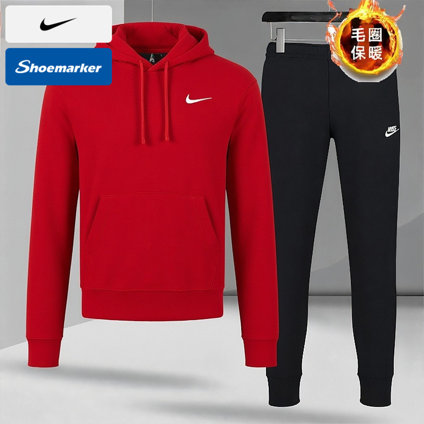 耐克nike秋冬套装男款本命年新年款运动服毛圈卫衣长裤休闲两件套