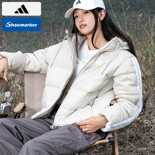 阿迪达斯短款羽绒服女款面包服2025春季新款运动棉服官方正品外套