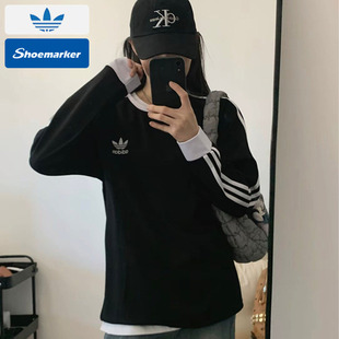 长袖 阿迪达斯官方旗店正品 新款 2025秋季 T恤休闲上衣 三叶草男装