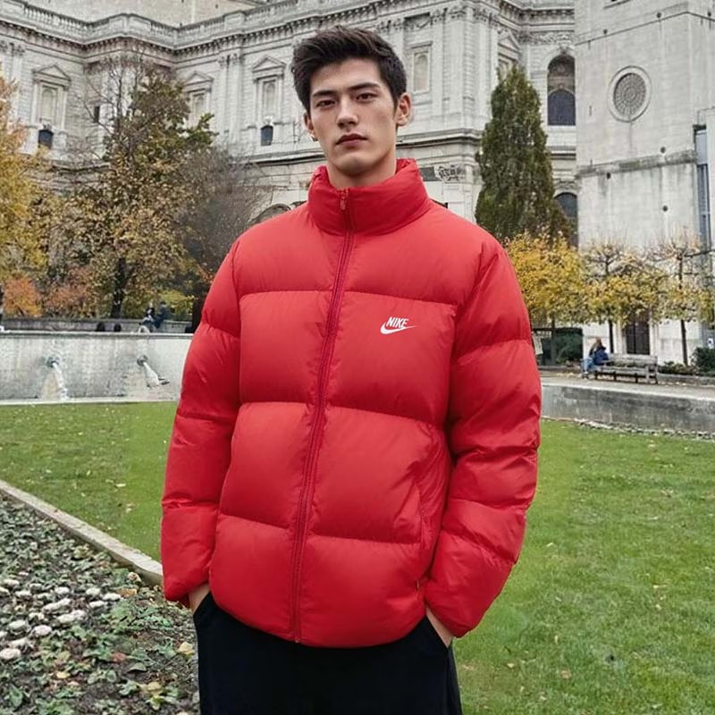 耐克红色立领羽绒服男女装2025春季本命新年款新款运动服保暖棉服