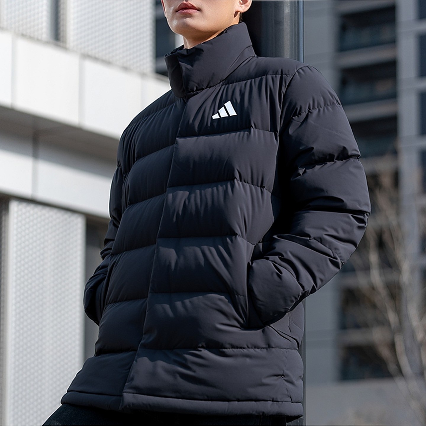 Adidas阿迪达斯羽绒服男款25冬季新款黑色保暖服加厚防寒羽绒外套