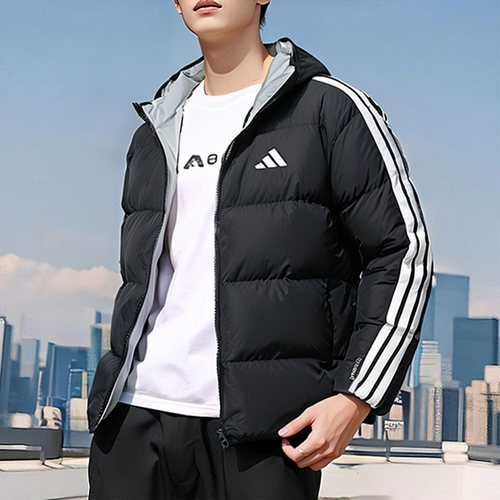阿迪达斯双面穿羽绒服外套男25冬季新款休闲面包服加厚保暖运动服