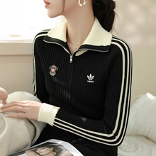 阿迪达斯三叶草官方正品女子休闲夹克秋季新款舒适针织外套KF0718