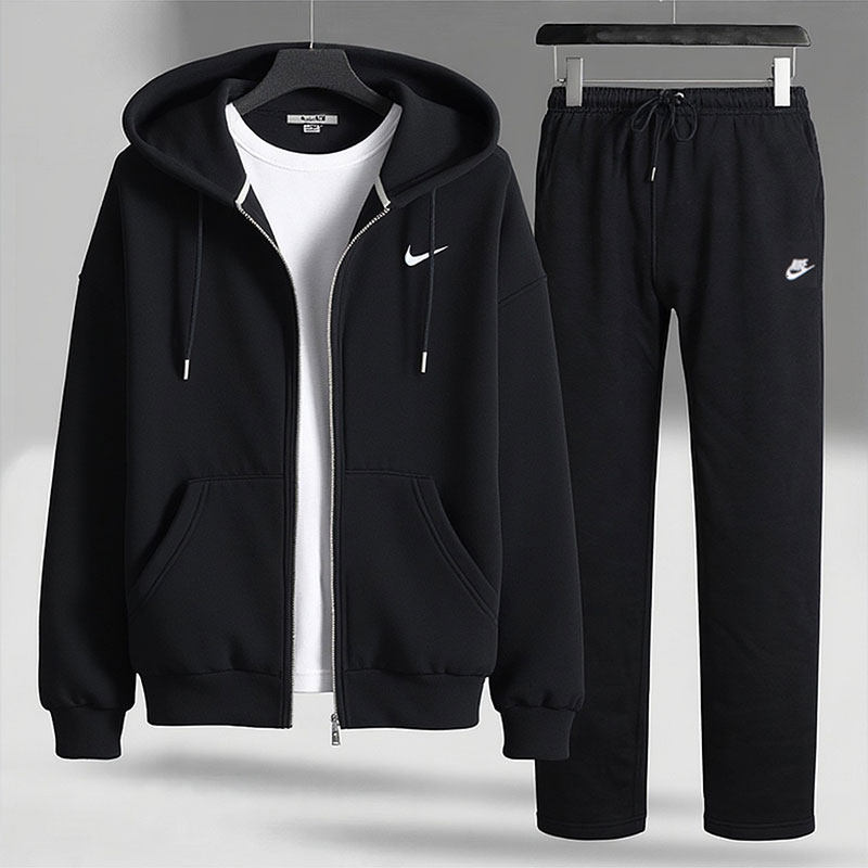 耐克官方正品两件套男装黑色夹克长裤2026春季新款跑步运动服套装