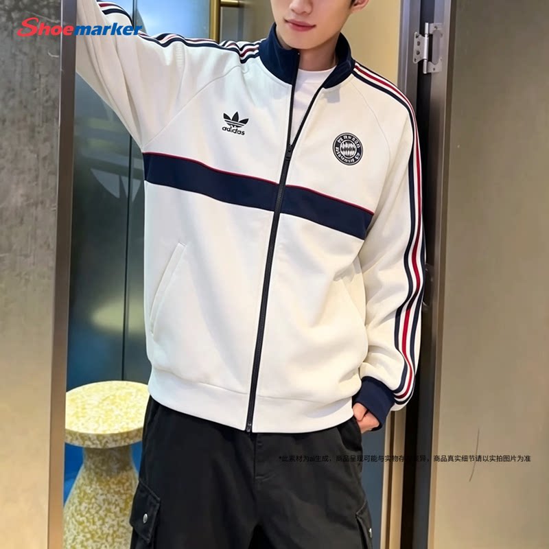 阿迪达斯三叶草官方旗舰店外套秋新款足球俱乐部男装针织夹克上衣