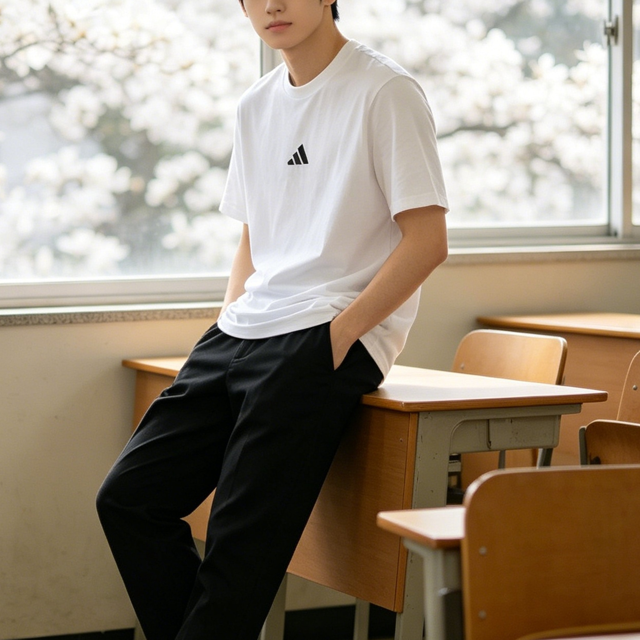 阿迪达斯短袖纯棉男装T恤2026新款夏季吸汗透气圆领运动服JE902