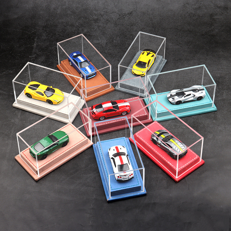 车模展示盒1 64羊巴皮革亚克力防尘罩收纳合金车模型场景微缩模型
