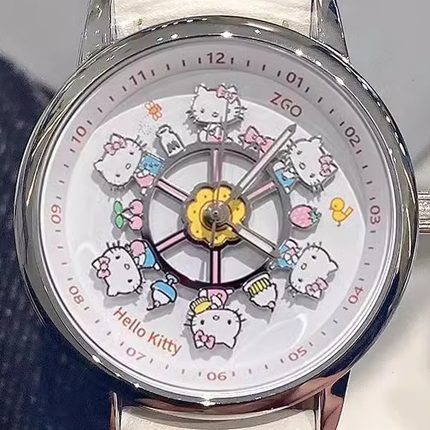 HelloKitty正版凯蒂猫联名三丽鸥旋转手表女款初高中学生2025新款