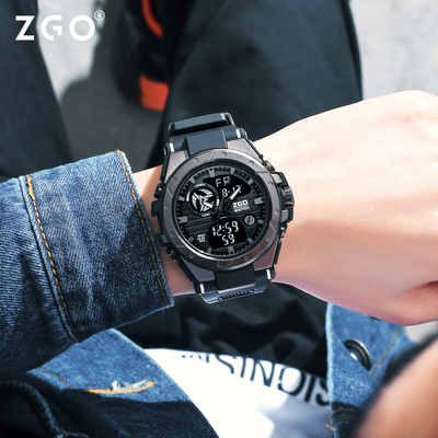 正港ZGO男士电子手表男款初高中学生初中生机械大表盘男运动防水