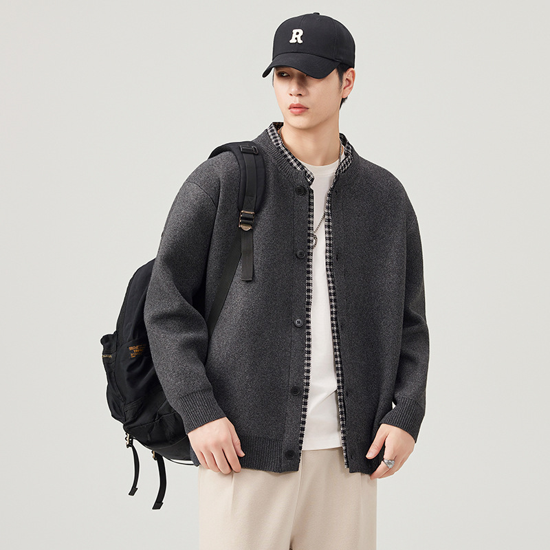 2025秋冬拼接假两件针织开衫