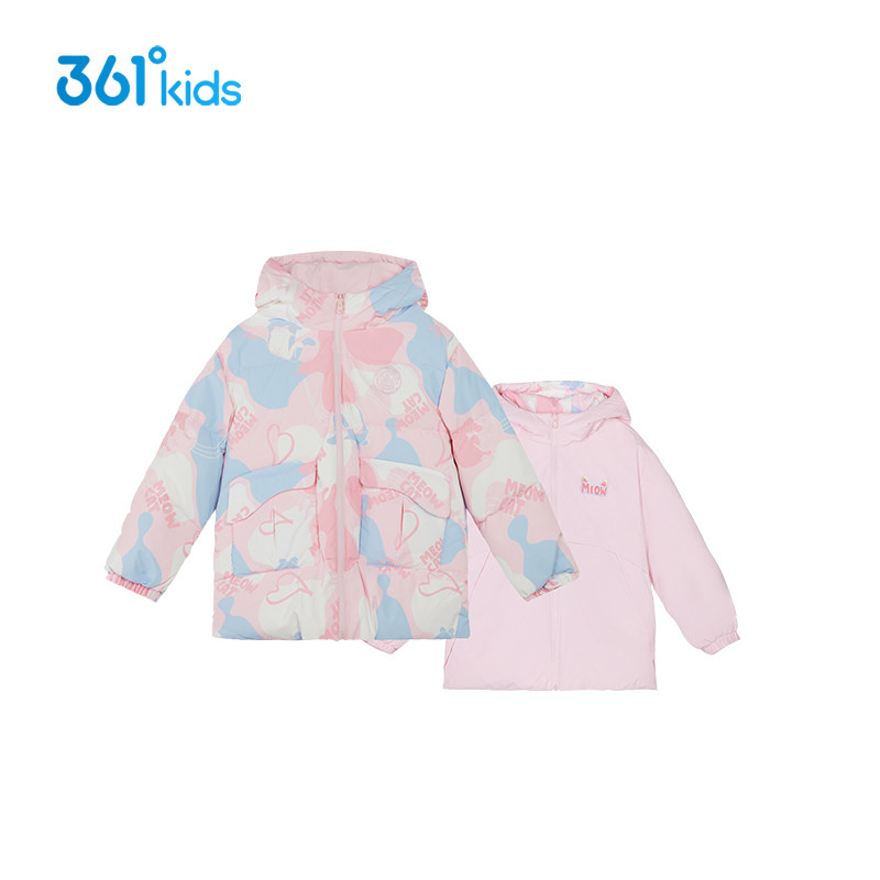 【商场同款】361童装女童两面穿羽绒服冬季361度中小童连帽外套,童装/婴儿装/亲子装,棉袄/棉服,淘宝优惠券,粉丝福利购,淘宝优惠卷