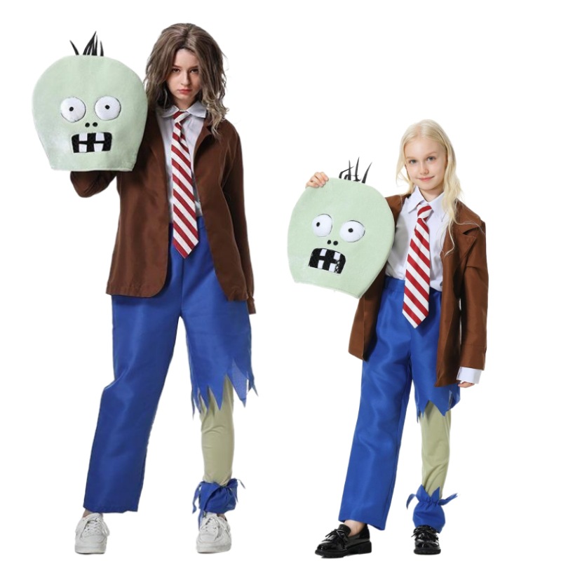 外贸欧美亚马逊万圣节cos服装植物大战僵尸游戏角色扮演服亲子装