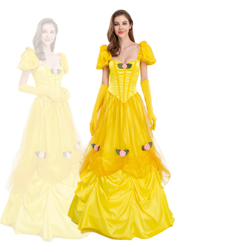 万圣节狂欢派对成人cosplay美女与野兽公主连衣裙话剧舞台演出服