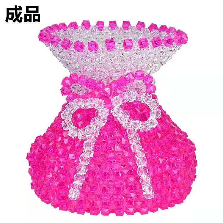 DIY手工串珠花瓶成品编织制作摆件创意蝴蝶结装饰品大花瓶