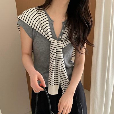春秋新品～韩系复古条纹针织羊毛披肩外搭保暖叠穿亲肤氛围感屁帘