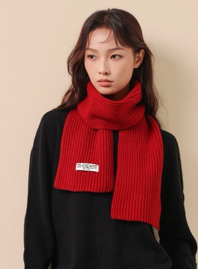 Carrier 韩国m•eret彩点100%绵羊毛围巾女冬季百搭保暖针织围脖