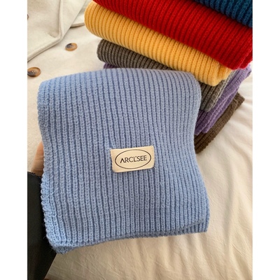 Carrier 韩国ARCLSEE纯色毛线围巾软糯亲肤百搭针织围脖情侣保暖