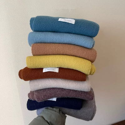 Carrier 韩国东大门非町款围巾高品质湖蓝色亲肤纯色针织显白围脖