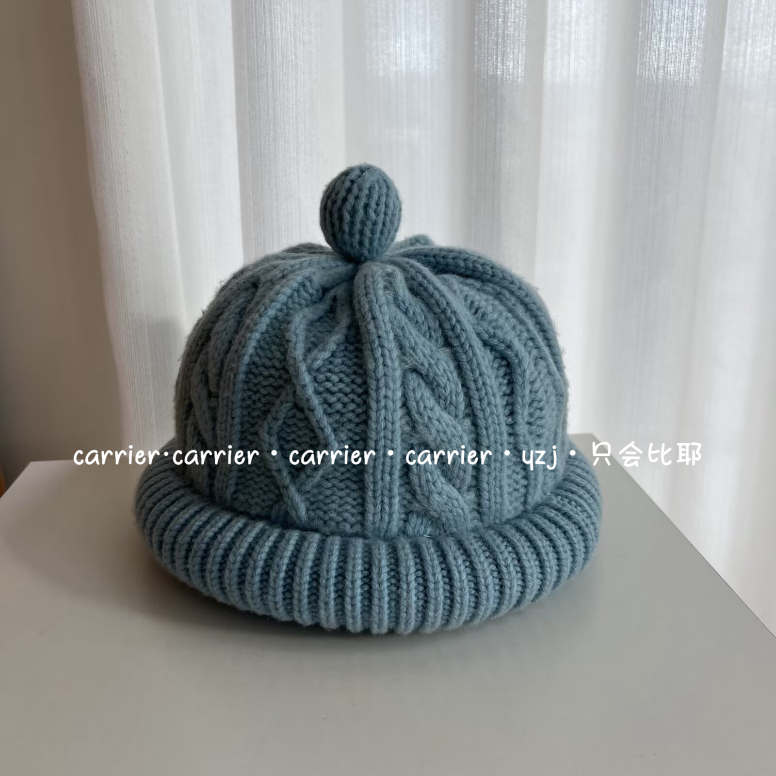 Carrier 韩系三款100%羊毛wool针织贝雷帽毛球卷边麻花保暖毛线帽