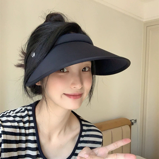 加大帽檐～夏季韩系空顶防晒帽女生骑车户外防紫外线透气发箍帽子
