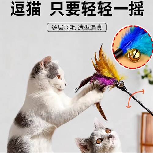 赛级逗猫棒猫玩具羽毛铃铛逗猫