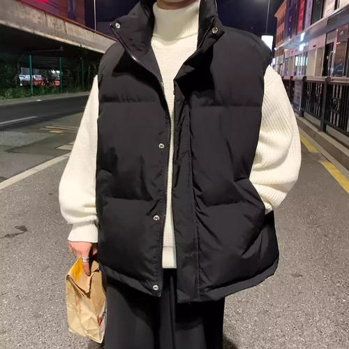 日系复古棉衣马甲男秋冬季加厚立领背心外套潮牌ins宽松羽绒棉服