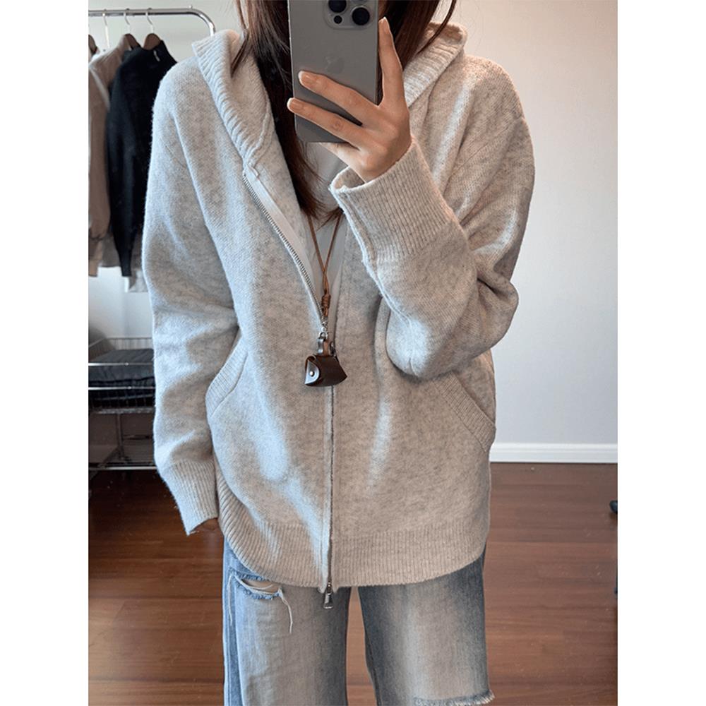 cleanfit灰色双拉链毛衣外