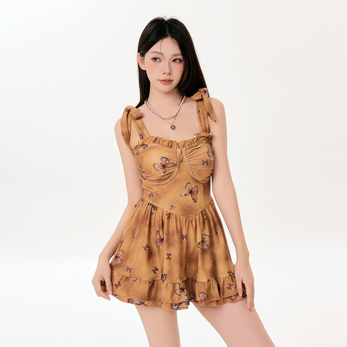 2024新款泳衣女连体裙式仙女范遮肚显瘦性感韩国ins风泡温泉泳装