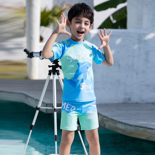 2025新款儿童泳衣男童大中小童分体游泳衣速干温泉泳装泳裤套装