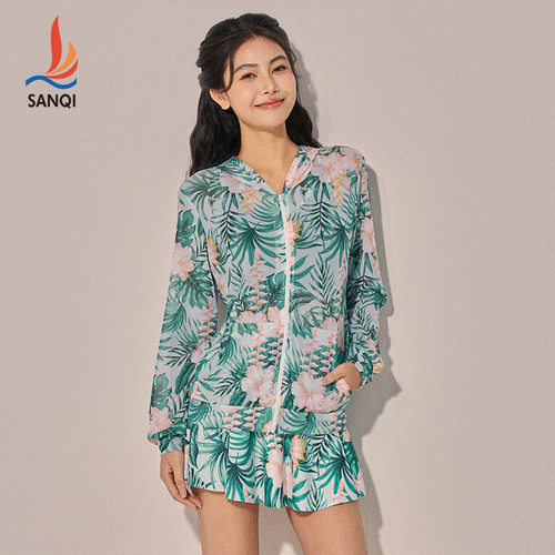 2025新款泳衣女分体三件套保守遮肚显瘦性感韩国ins风泡温泉泳装