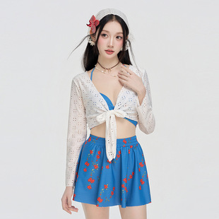 2026新款 三件套遮肚显瘦聚拢小胸韩国ins风泡温泉 游泳衣女分体式