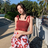 2024新款 三件套遮肚显瘦聚拢小胸韩国ins风泡温泉 游泳衣女分体式