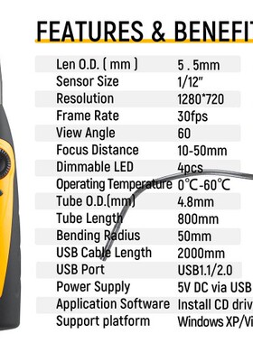 Launch VSP-600 videoscope X431 PROS+ X431V+ 汽车内窥镜检测仪