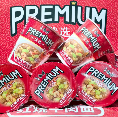 康师傅PREMIUM优选12杯装泡面红烧牛肉面宿舍宵夜零食方便面点心