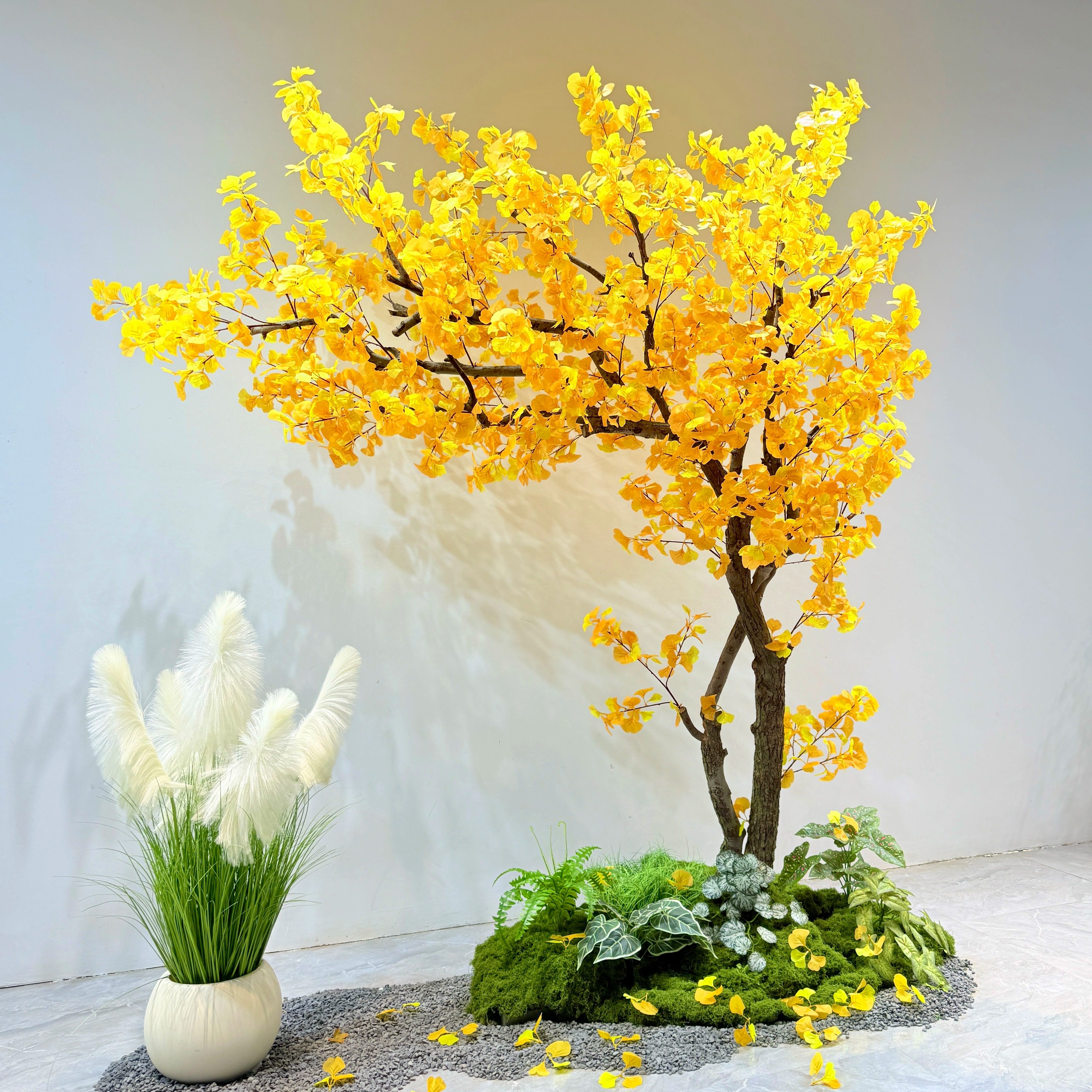 仿真银杏树商场橱窗新年装饰树许愿红包树公司大型仿真树造景假树