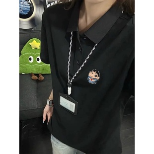 新款 夏季 复古印花休闲时尚 短袖 休闲白色T恤上衣 简约polo衬衫 韩版