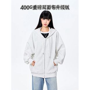 BM版 开衫 型400G重磅oversize情侣拉链外套宽松 卫衣女外套秋季 新款