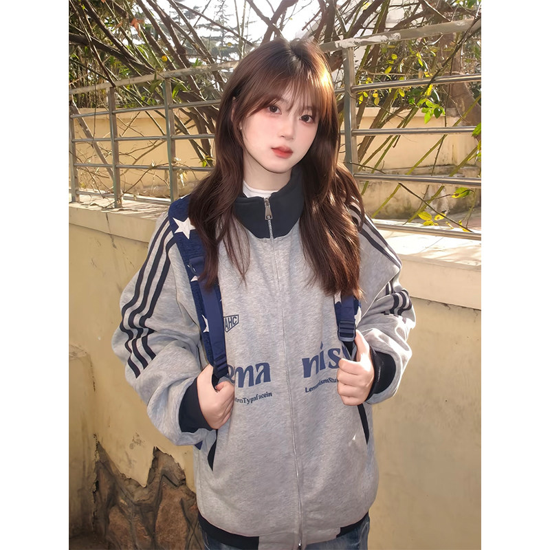 可爱小众校园风日系上衣女秋季大码显瘦百搭韩系宽松休闲卫衣外套