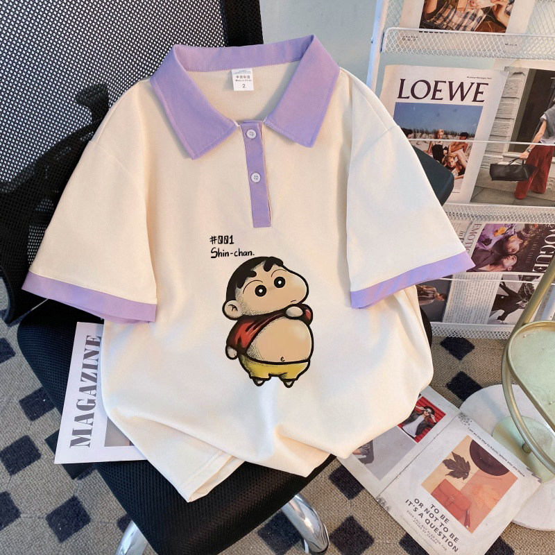 女款POLO衫T恤夏季慵懒风夏装上衣潮牌韩版百搭时尚翻领短袖洋气