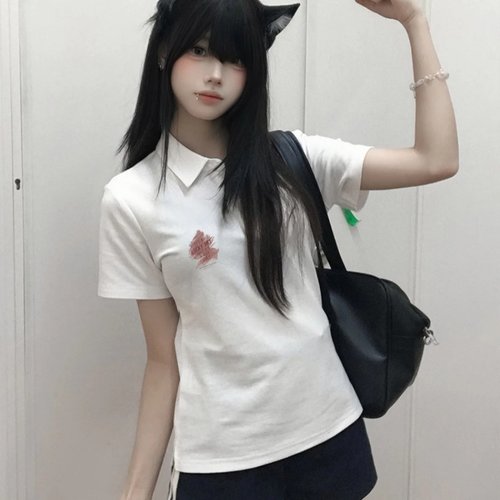 大码300斤polo衫情侣装美式复古短袖体恤男女夏季宽松小众潮牌t恤